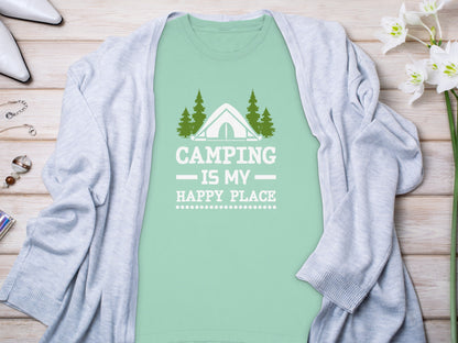 Camping Is My Happy Place Casual Wear Tee