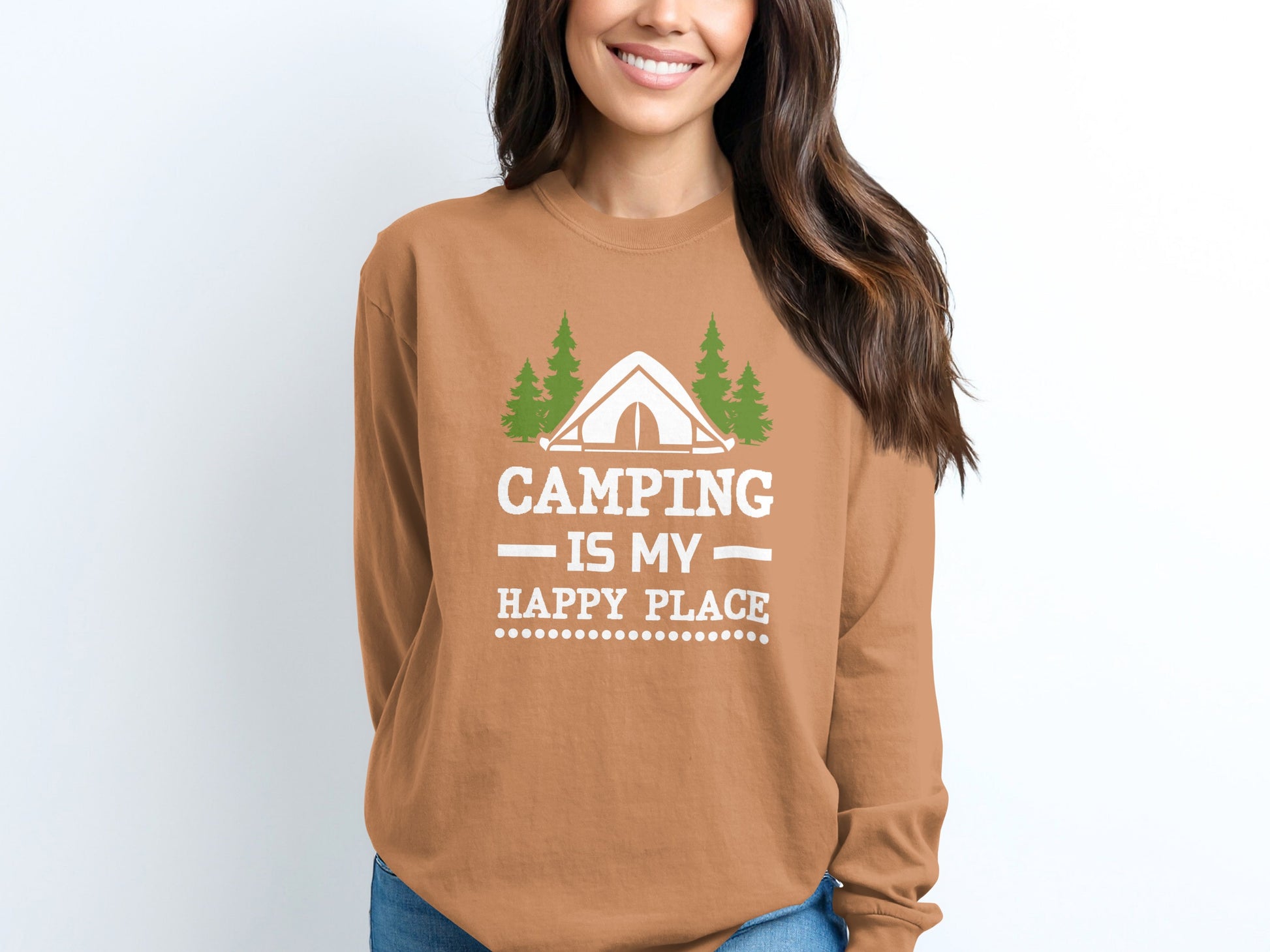 Camping Is My Happy Place Women's Long Sleeve Shirt