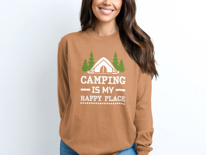 Camping Is My Happy Place Women's Long Sleeve Shirt