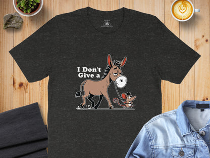 I Don't Give a Donkey and Mouse Graphic T-Shirt