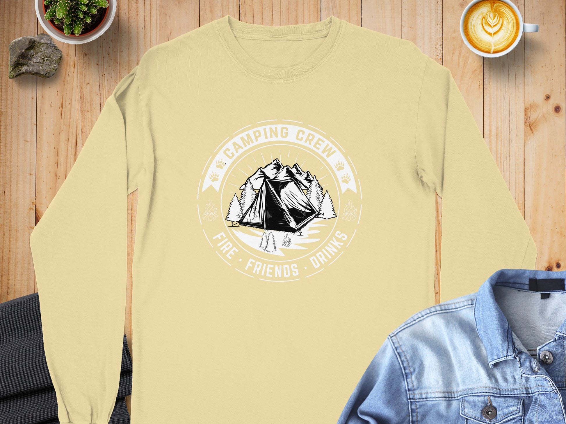 Camping Crew Fire Friends Drinks Graphic Shirt