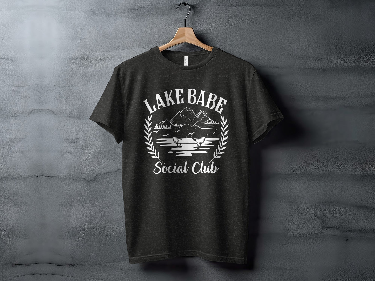 Lake Babe Social Club Mountains and Boat Graphic T-Shirt T-Shirt - Outdoor & Adventure Collection - Mile Marker 16 Gear by Cloud 16 Clothing Co.
