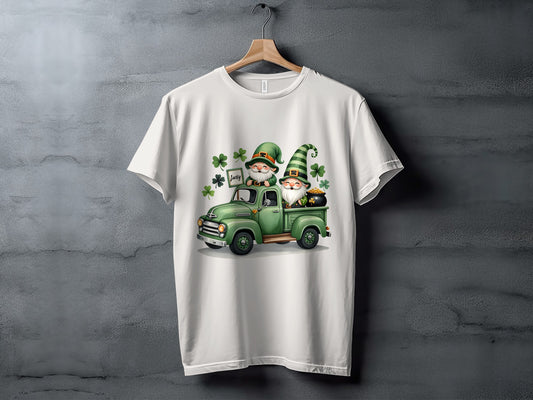 Leprechaun Truck with Clover Design T-Shirt