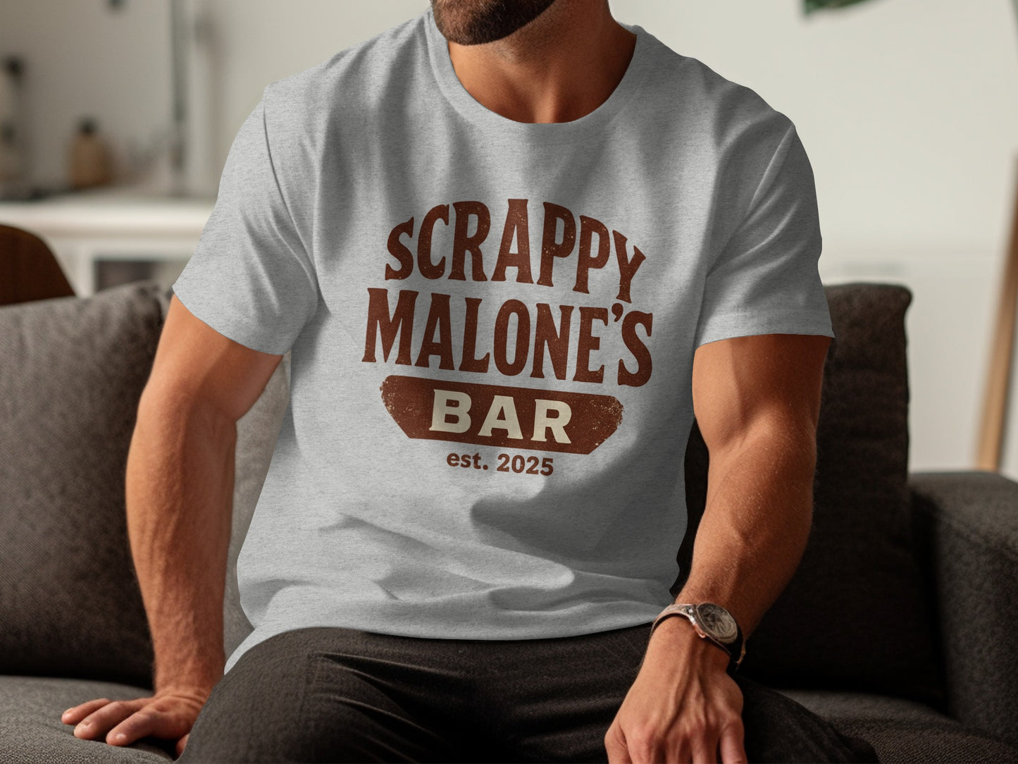 Scrappy Malone's Bar Est 2025 Vintage Logo T-Shirt | Retro Pub Graphic Tee T-shirt - Scrappy Malone's Bar 100-Proof Humor - Cloud 16 Clothing Co.