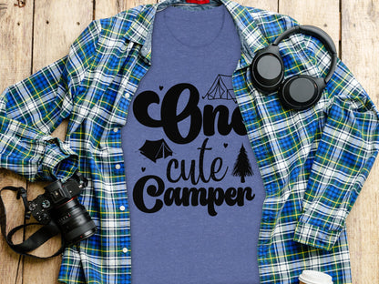One Cute Camper Tent and Pine Tree Camping Design T-Shirt T-Shirt - Outdoor & Adventure Collection - Mile Marker 16 Gear by Cloud 16 Clothing Co.