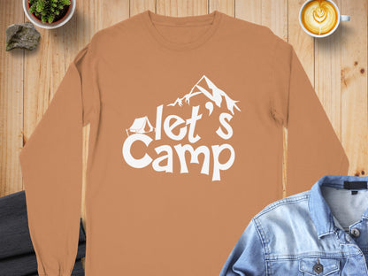 Let's Camp Graphic Design Long Sleeve Shirt
