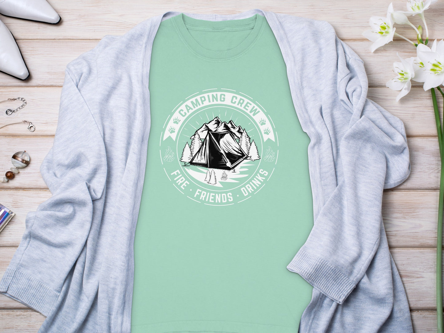 Camping Crew Fire Friends Drinks Shirt for Enthusiasts