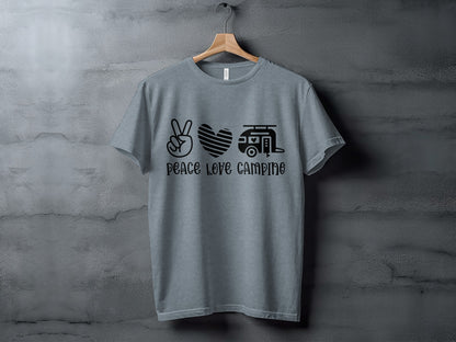 Peace Love Camping Symbol Design Graphic Novelty T-Shirt T-Shirt - Outdoor & Adventure Collection - Mile Marker 16 Gear by Cloud 16 Clothing Co.