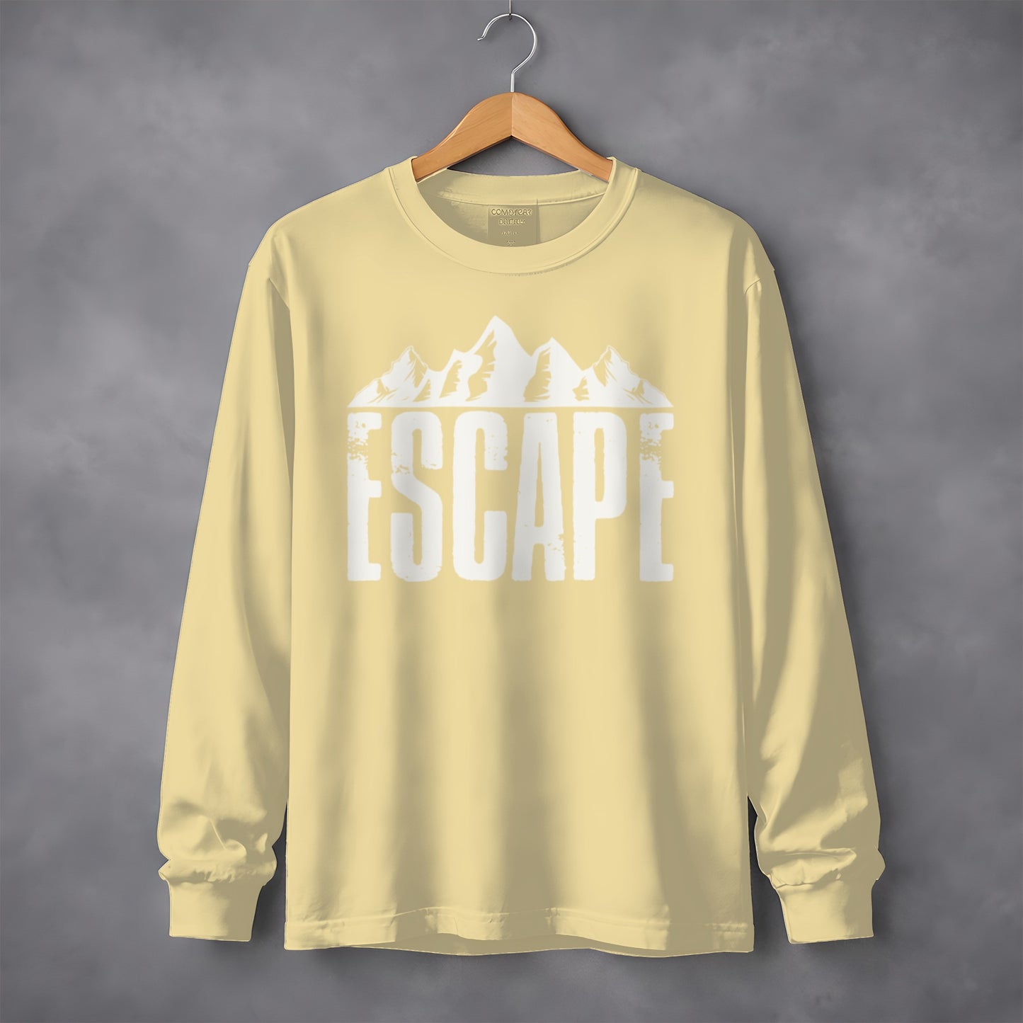 Escape Graphic Long Sleeve Shirt with Mountain Design