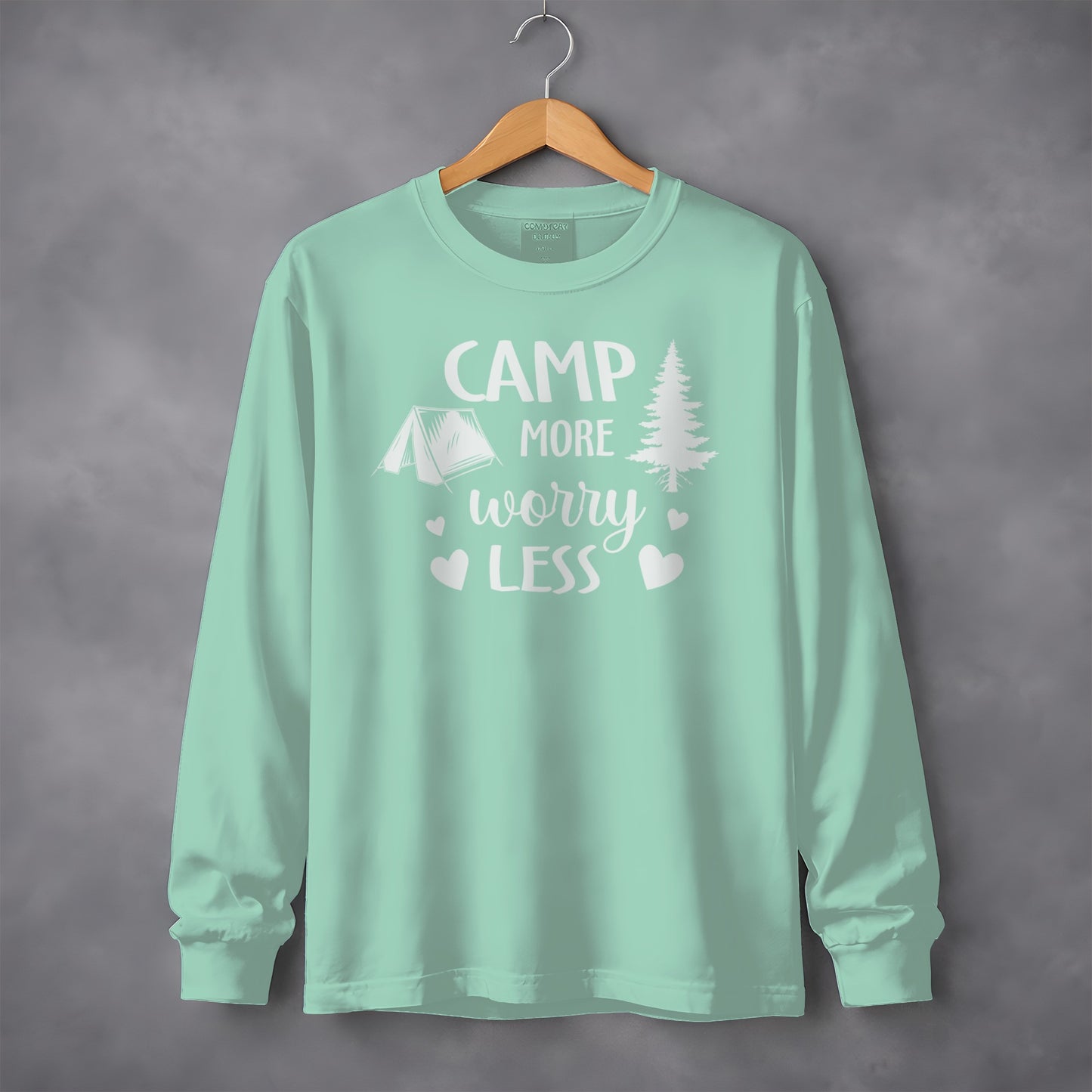 Camp More Worry Less Graphic Long Sleeve Shirt