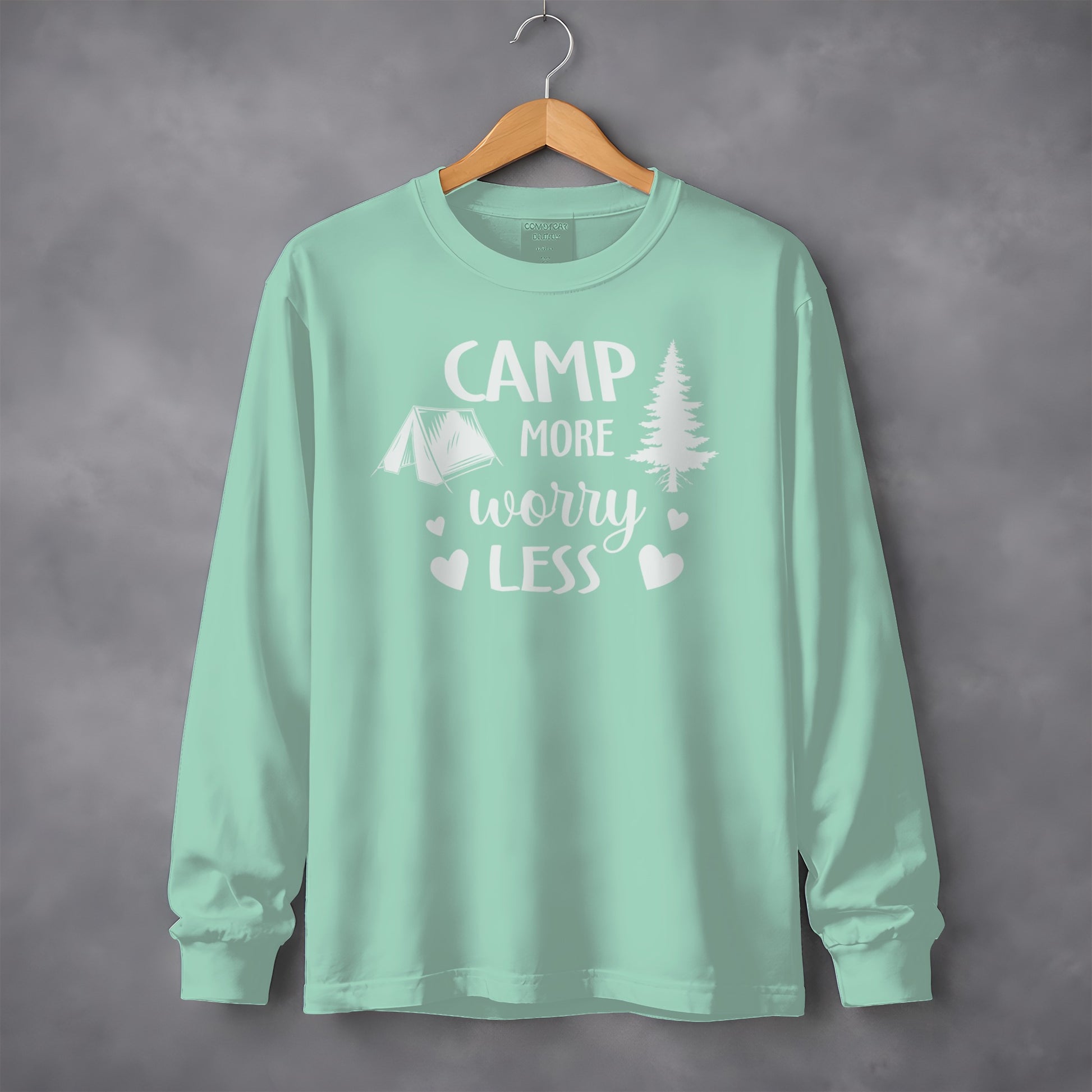 Camp More Worry Less Graphic Long Sleeve Shirt