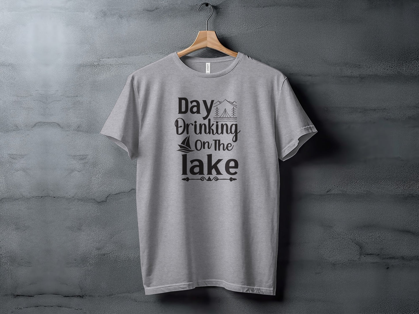 Day Drinking On The Lake Fun Vacation Graphic T-Shirt T-Shirt - Outdoor & Adventure Collection - Mile Marker 16 Gear by Cloud 16 Clothing Co.