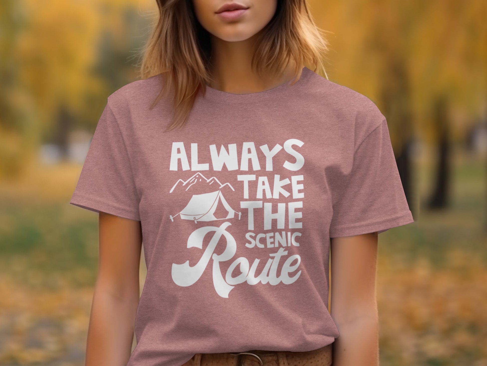 Always Take The Scenic Route Outdoors Camping Design T-Shirt T-Shirt - Outdoor & Adventure Collection - Mile Marker 16 Gear by Cloud 16 Clothing Co.