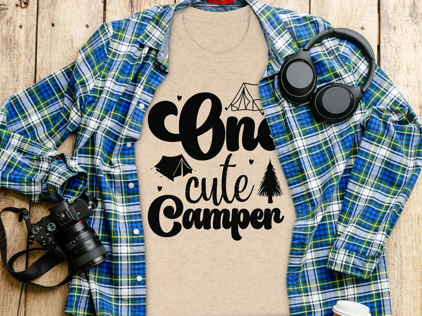 One Cute Camper Tent and Pine Tree Camping Design T-Shirt T-Shirt - Outdoor & Adventure Collection - Mile Marker 16 Gear by Cloud 16 Clothing Co.