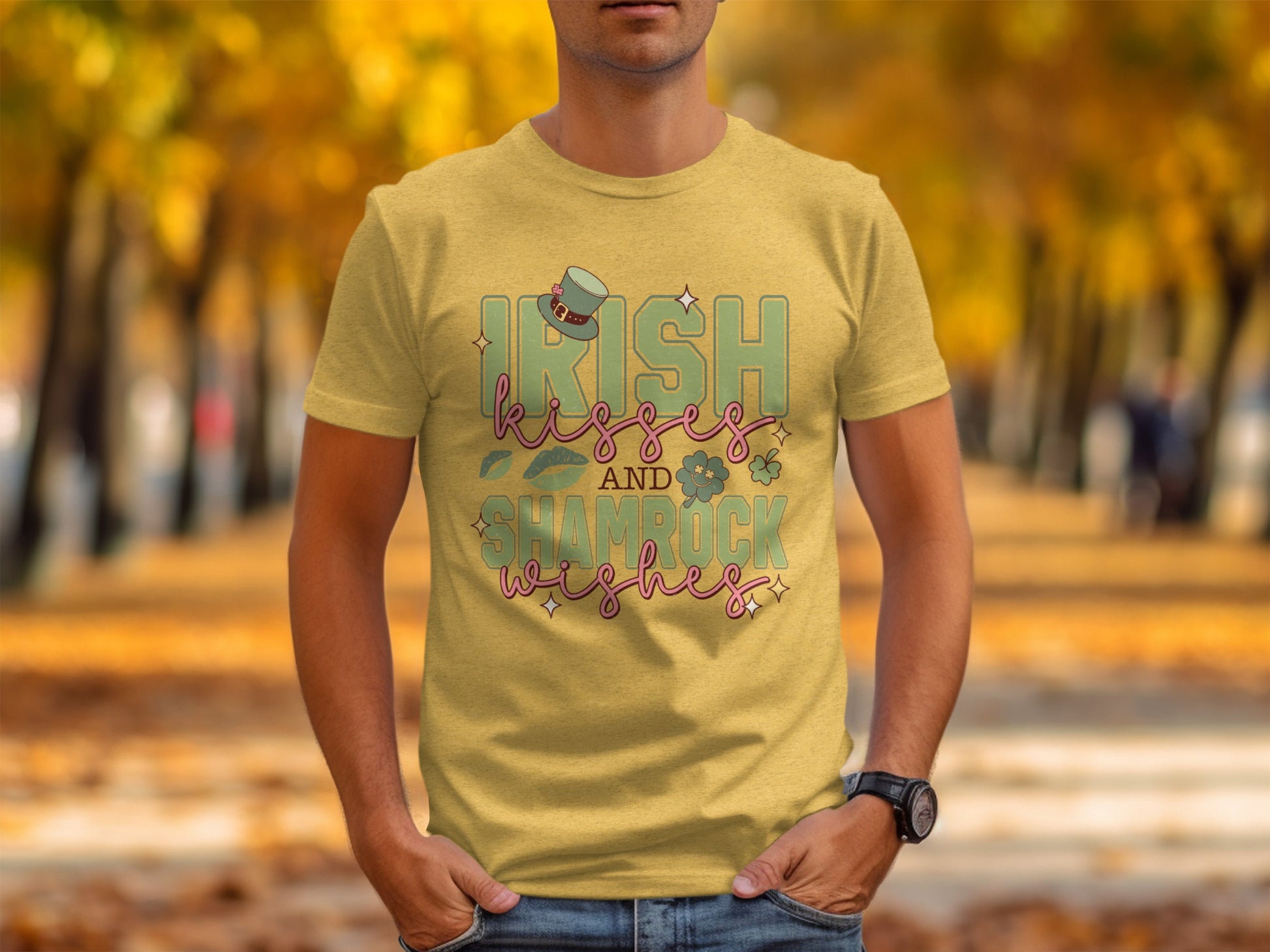 Irish Kisses and Shamrock Wishes Graphic Tee