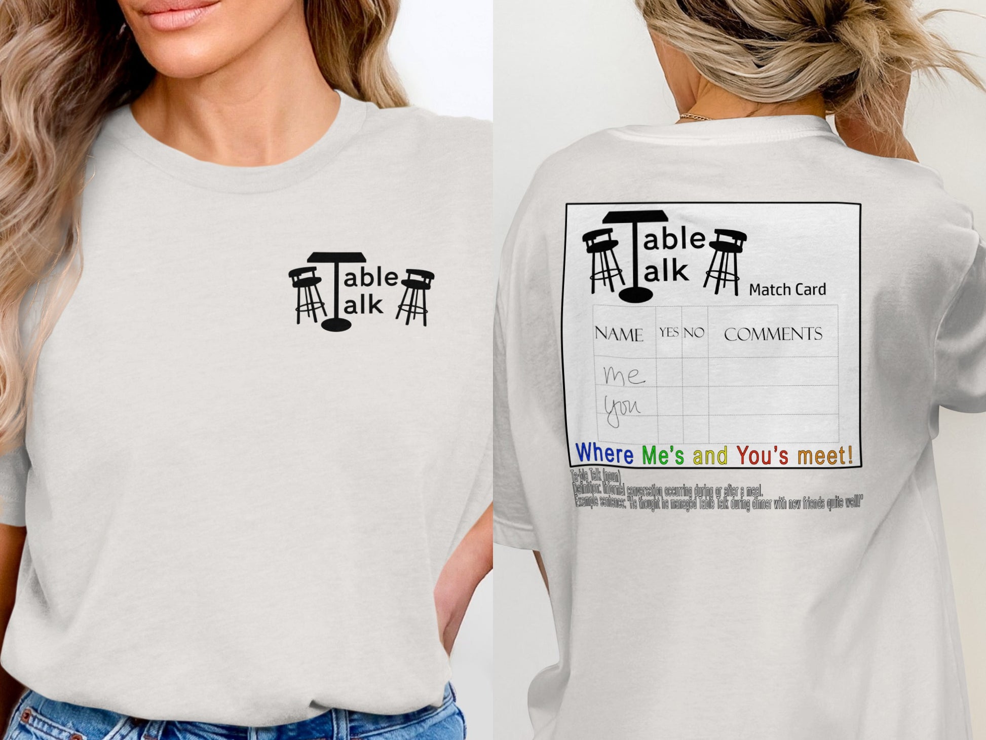 Table Talk Match Card Graphic Tee Shirt for Conversations