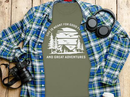 Life is Meant for Good Friends and Great Adventures Long Sleeve T-Shirt Long Sleeve Tee - Outdoor & Adventure Collection - Mile Marker 16 Gear by Cloud 16 Clothing Co.