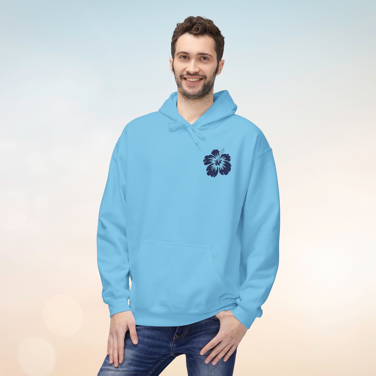Ocean Beach Floral Hoodie - Surf-Inspired Unisex Fleece for Beach Lovers