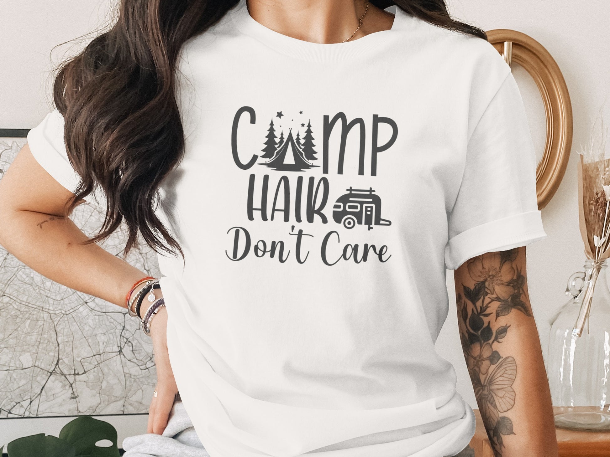 Camp Hair Dont Care Camping Summer Vacation T-Shirt T-Shirt - Outdoor & Adventure Collection - Mile Marker 16 Gear by Cloud 16 Clothing Co.