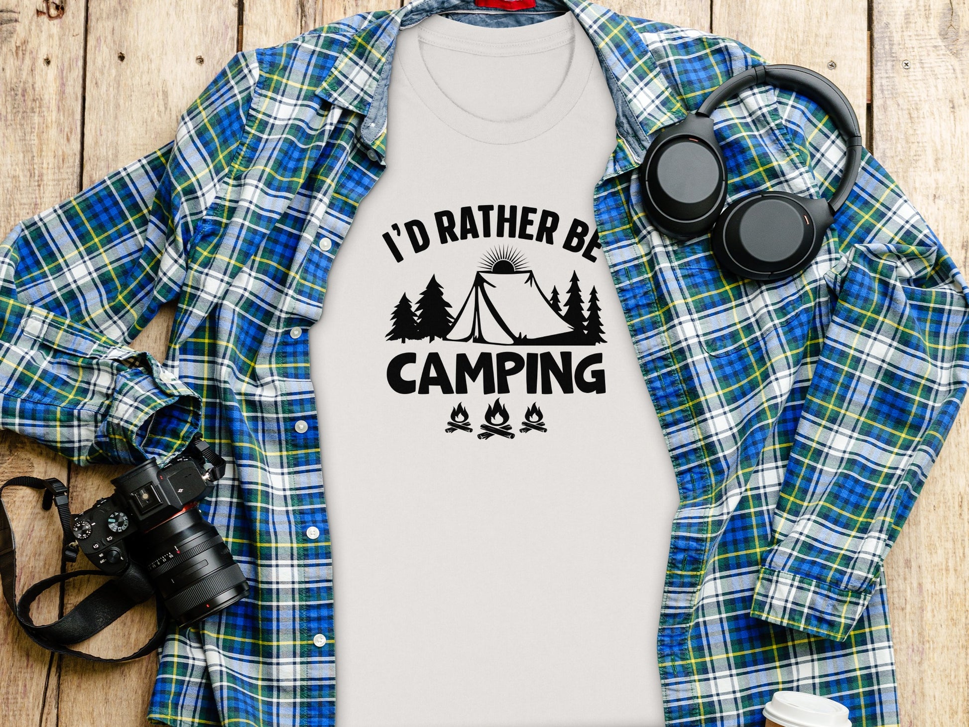 Id Rather Be Camping Tent Forest Fire Gift Idea T-Shirt T-Shirt - Outdoor & Adventure Collection - Mile Marker 16 Gear by Cloud 16 Clothing Co.
