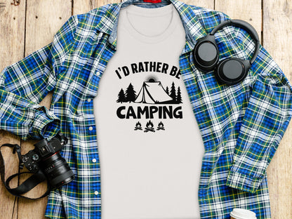 Id Rather Be Camping Tent Forest Fire Gift Idea T-Shirt T-Shirt - Outdoor & Adventure Collection - Mile Marker 16 Gear by Cloud 16 Clothing Co.