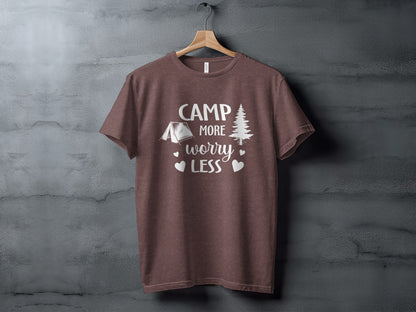 Camp More Worry Less Camping Adventure Graphic T-Shirt T-Shirt - Outdoor & Adventure Collection - Mile Marker 16 Gear by Cloud 16 Clothing Co.