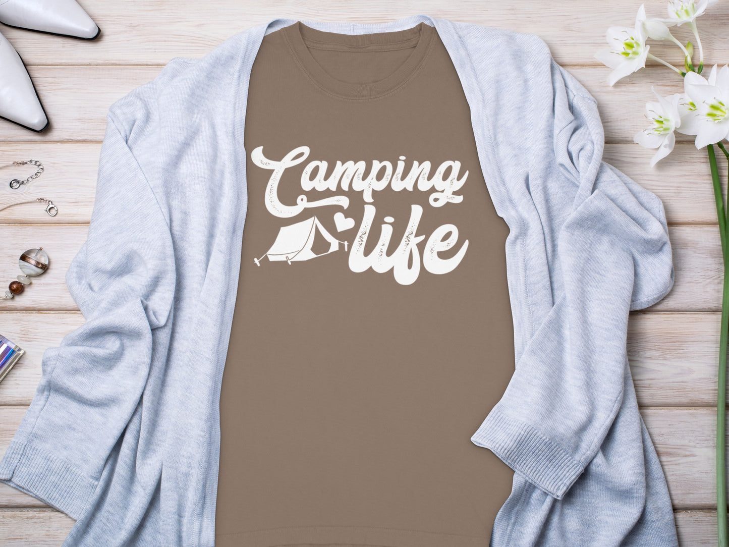 Camping Life Graphic Tee Casual Outdoor Apparel