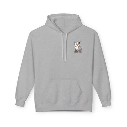 Duck Off Funny Hoodie - Unisex Fleece Pullover for Animal Lovers