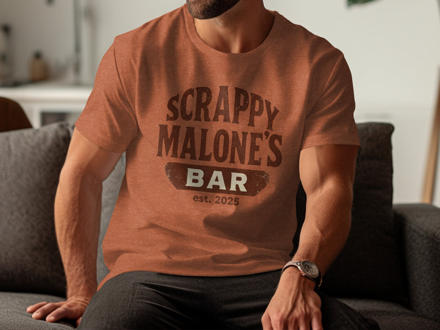 Scrappy Malone's Bar Est 2025 Vintage Logo T-Shirt | Retro Pub Graphic Tee T-shirt - Scrappy Malone's Bar 100-Proof Humor - Cloud 16 Clothing Co.