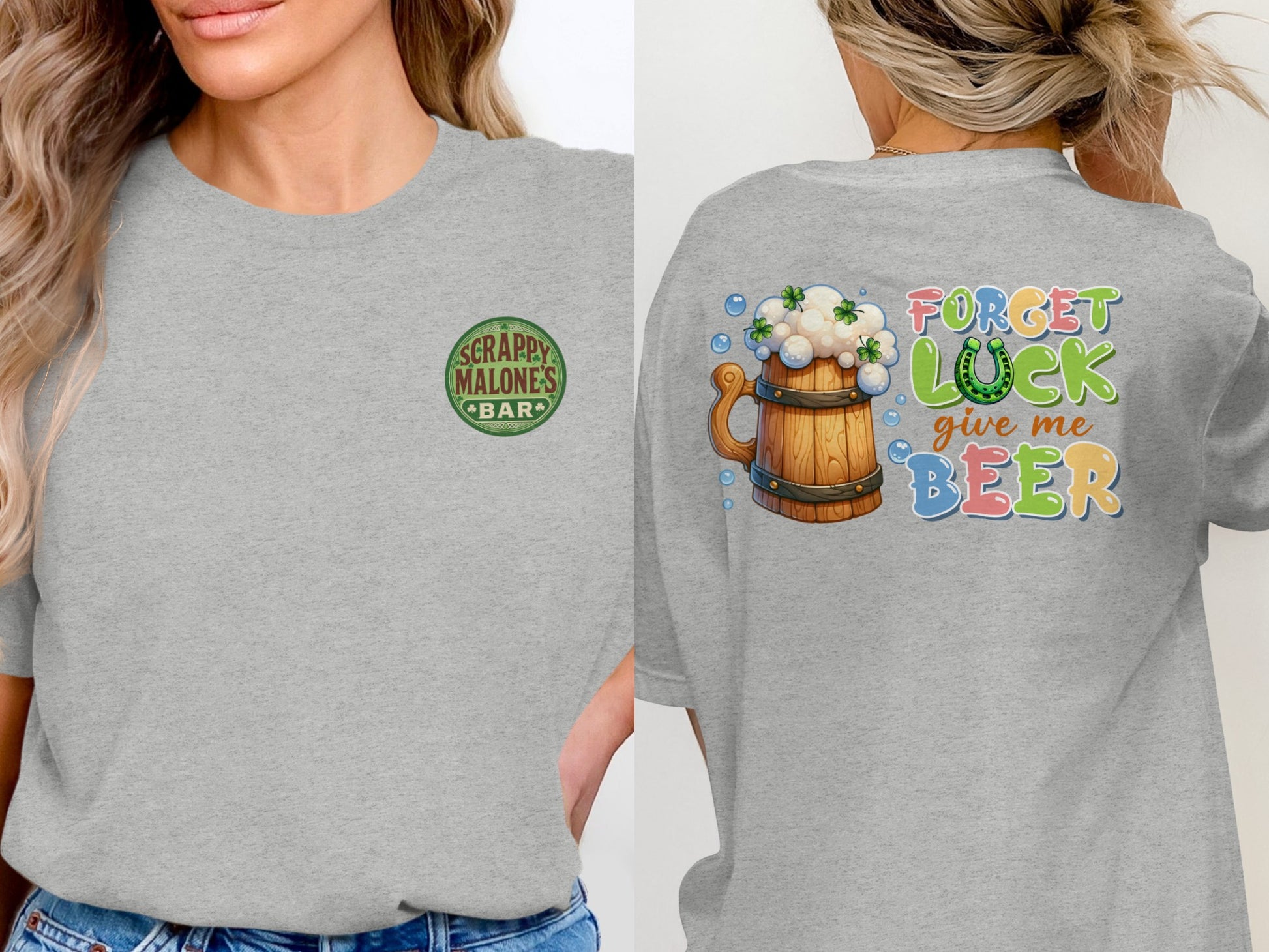 Scrappy Malone's Bar, Irish Pub Sign, Shamrock Decor, St Patricks Day Gift, Home Bar, Man Cave, Bar Decor, Unique Gift Idea T-Shirt - Scrappy Malone's Bar 100-Proof Humor - Cloud 16 Clothing Co.