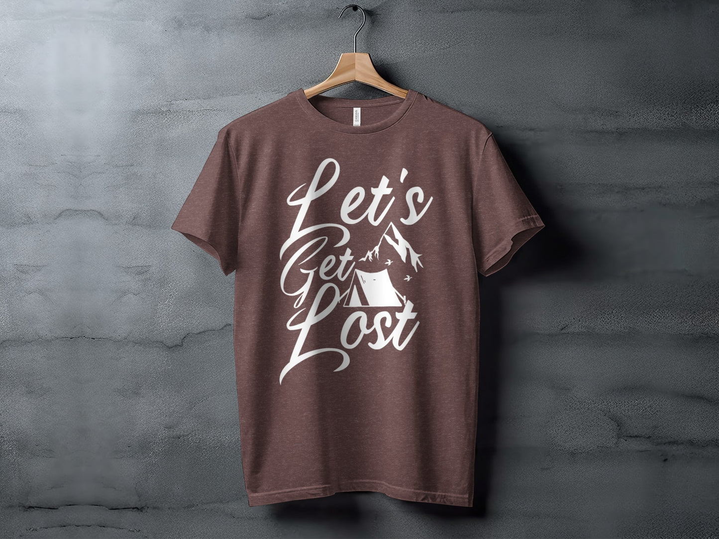 Lets Get Lost Tent and Mountain Graphic Design T-Shirt T-Shirt - Outdoor & Adventure Collection - Mile Marker 16 Gear by Cloud 16 Clothing Co.