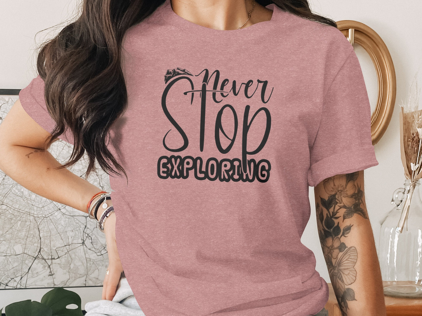 Never Stop Exploring Graphic Adventure Lover Quote T-Shirt T-Shirt - Outdoor & Adventure Collection - Mile Marker 16 Gear by Cloud 16 Clothing Co.