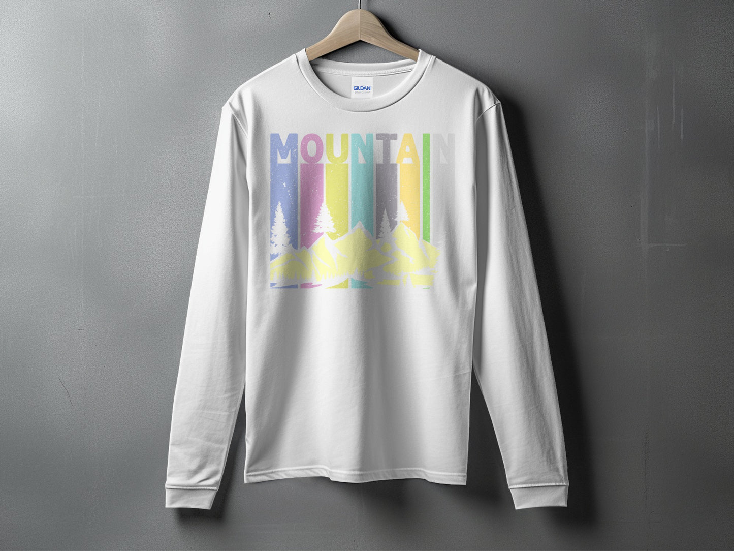 Colorful Mountain Print Long Sleeve Shirt