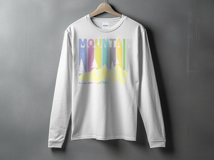 Colorful Mountain Print Long Sleeve Shirt