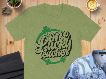 One Lucky Teacher Graphic Tee Ideal For St. Patrick's Day