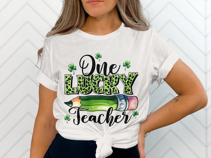 One Lucky Teacher Graphic T-Shirt for Teachers
