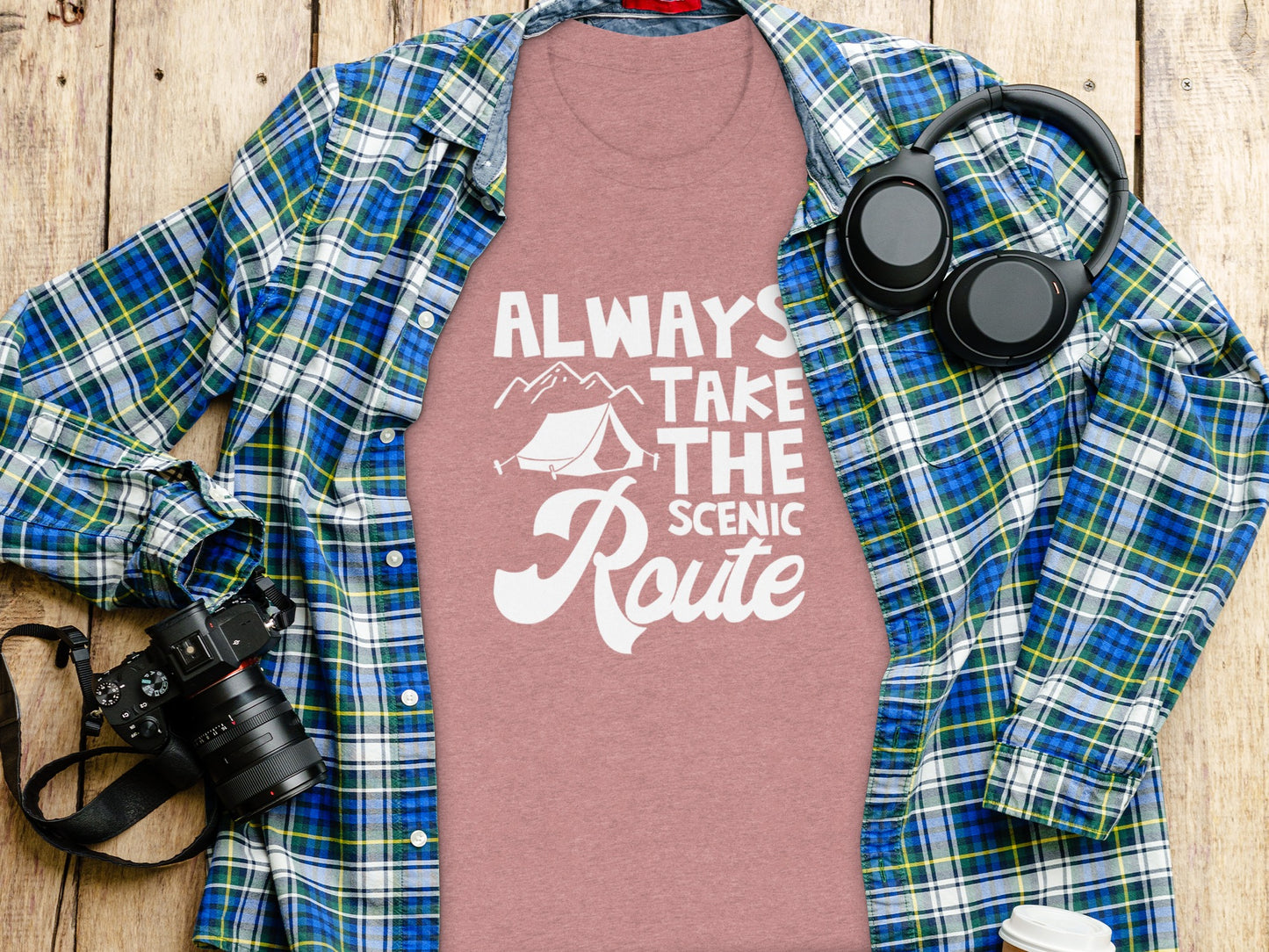Always Take The Scenic Route Outdoors Camping Design T-Shirt T-Shirt - Outdoor & Adventure Collection - Mile Marker 16 Gear by Cloud 16 Clothing Co.