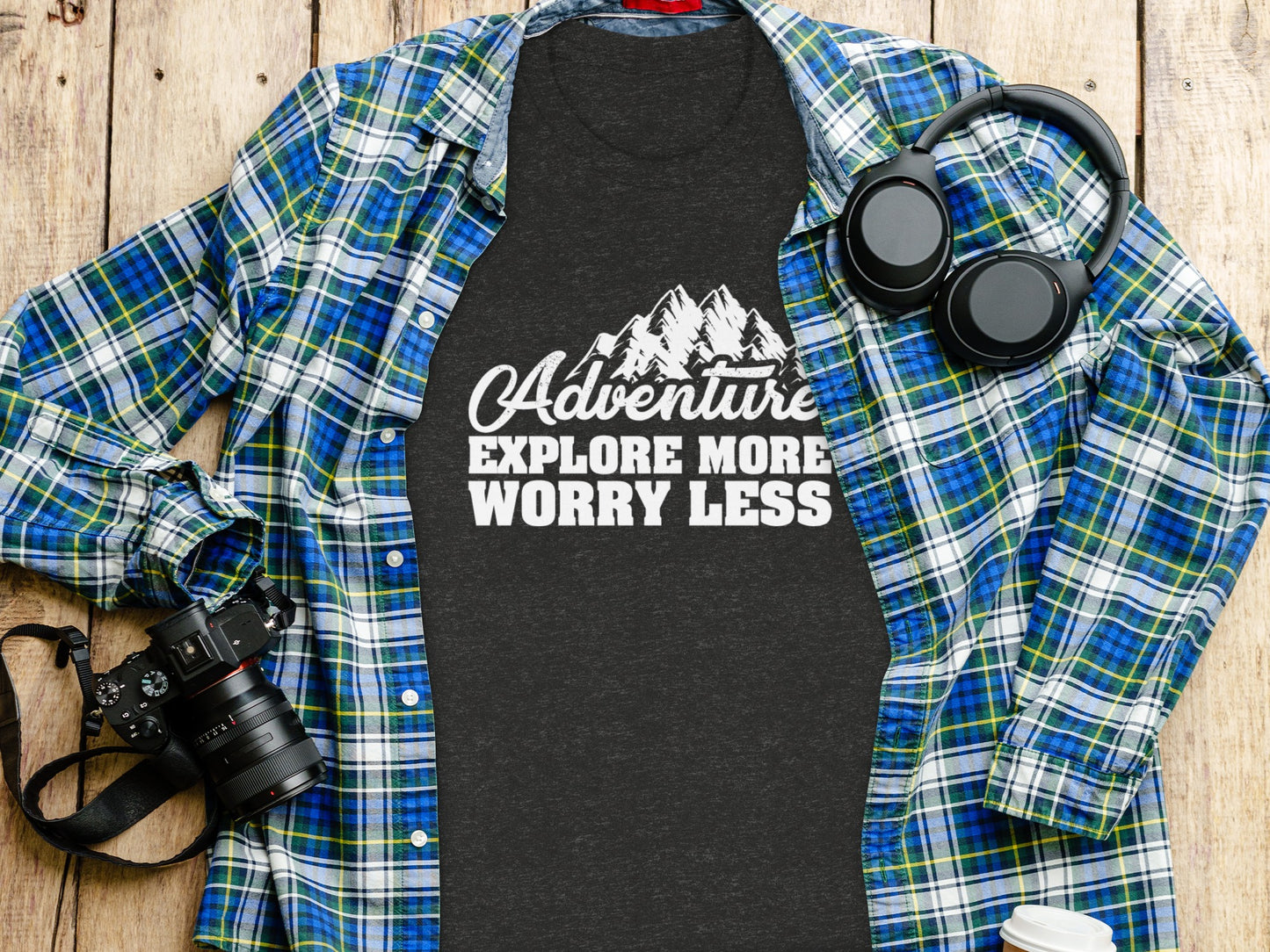 Adventure Explore More Worry Less Mountain Graphic T-Shirt T-Shirt - Outdoor & Adventure Collection - Mile Marker 16 Gear by Cloud 16 Clothing Co.