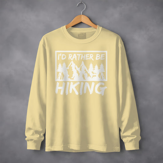 I'd Rather Be Hiking Mountain Graphic Long Sleeve T-Shirt Long Sleeve Tee - Outdoor & Adventure Collection - Mile Marker 16 Gear by Cloud 16 Clothing Co.