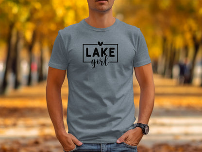 Lake Girl Simple Vector Design Heart Above Graphic T-Shirt T-Shirt - Outdoor & Adventure Collection - Mile Marker 16 Gear by Cloud 16 Clothing Co.