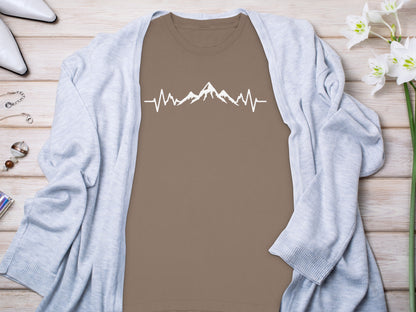 Heartbeat Mountain Design T-Shirt Perfect Travel Apparel