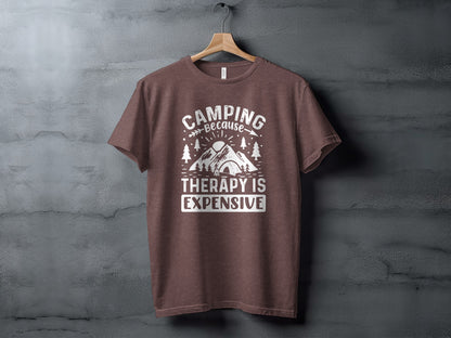 Camping Because Therapy Is Expensive Graphic T-Shirt T-Shirt - Outdoor & Adventure Collection - Mile Marker 16 Gear by Cloud 16 Clothing Co.
