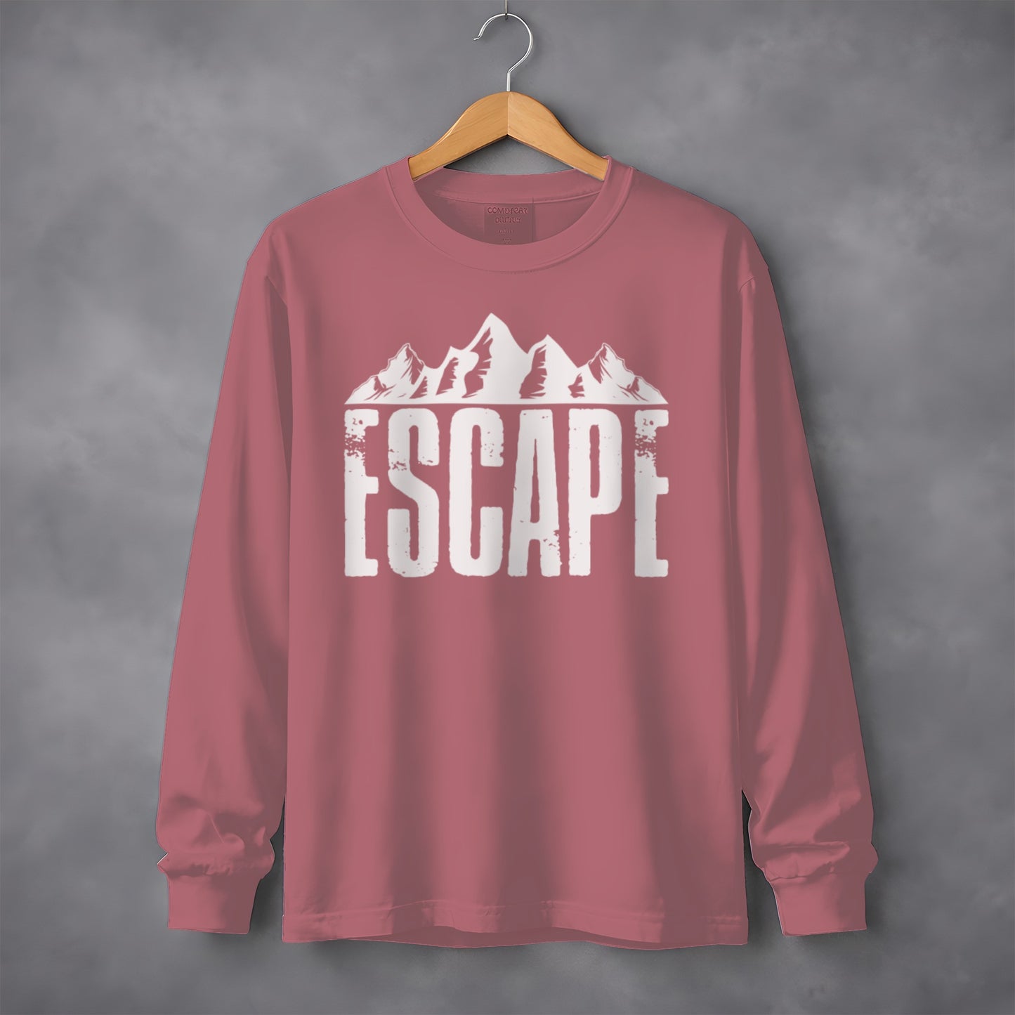 Long Sleeve Escape Print Mountain Design Shirt