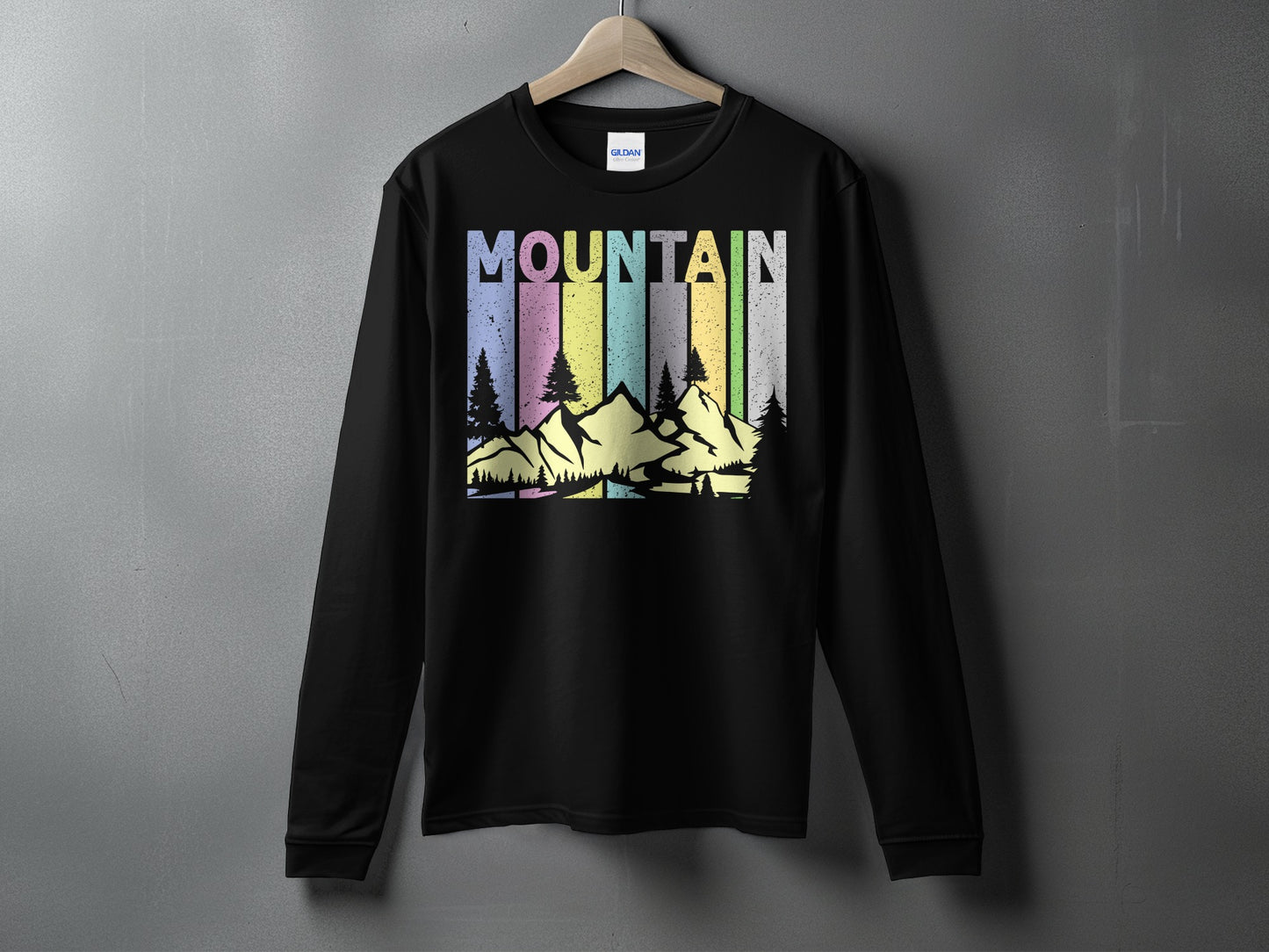 Mountain Rainbow Forest Graphic Long Sleeve Shirt