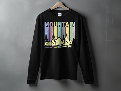 Mountain Rainbow Forest Graphic Long Sleeve Shirt