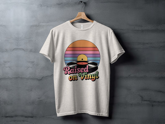 Retro Inspired Raised on Vinyl Music Lover T-shirt