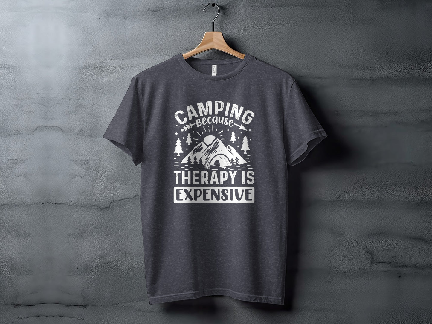 Camping Because Therapy Is Expensive Graphic T-Shirt T-Shirt - Outdoor & Adventure Collection - Mile Marker 16 Gear by Cloud 16 Clothing Co.