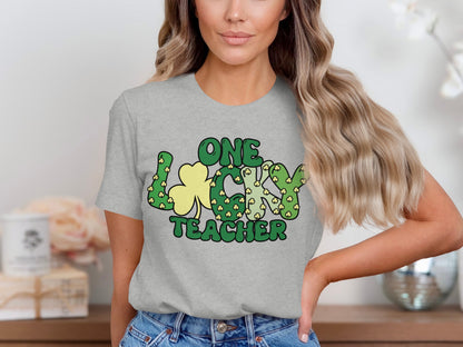 One Lucky Teacher Stylish Graphic T-shirt