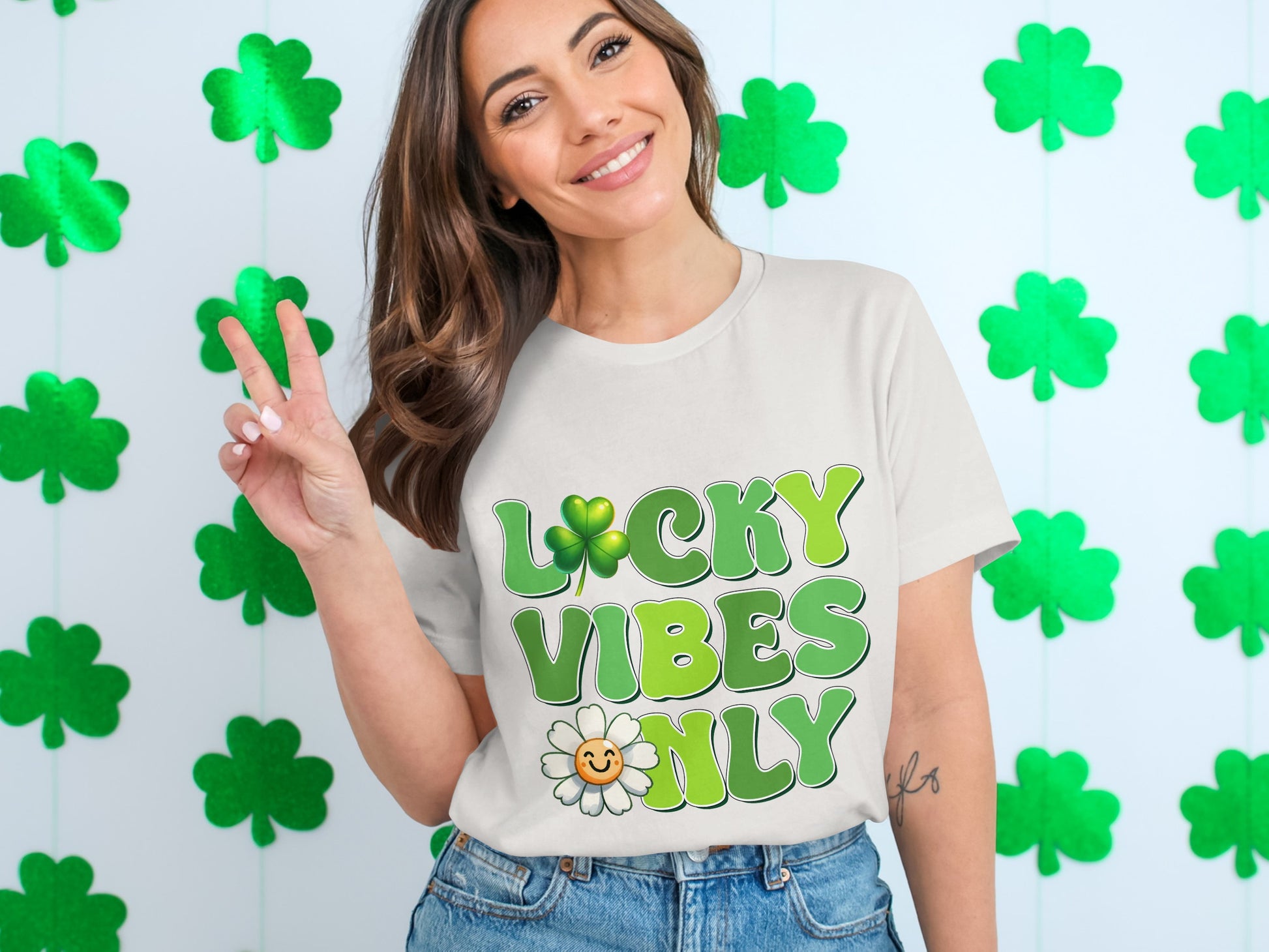 Lucky Vibes Only Shamrock Theme Graphic Tee