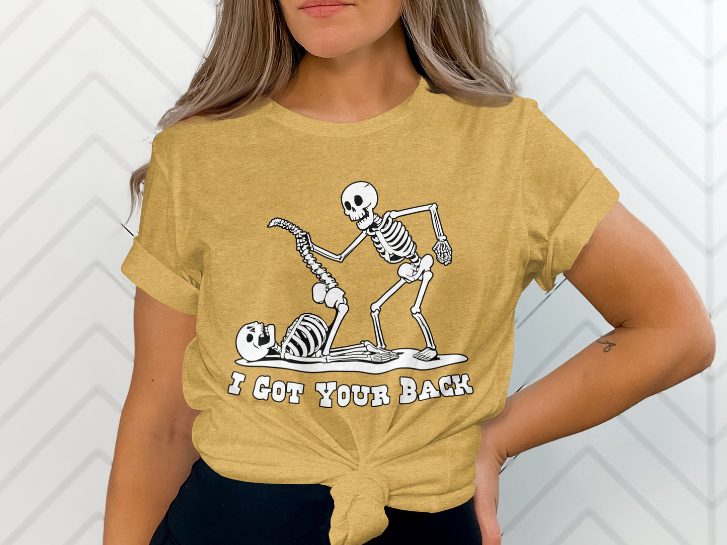 I Got Your Back Skeleton Print Tee Shirt